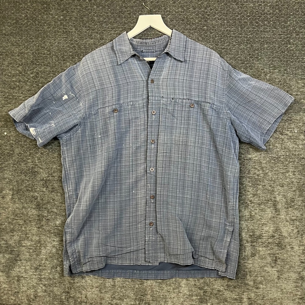 5.11 Tactical Series Button Up Shirt Men Blue Plaid Short Sleeve Classic - Large